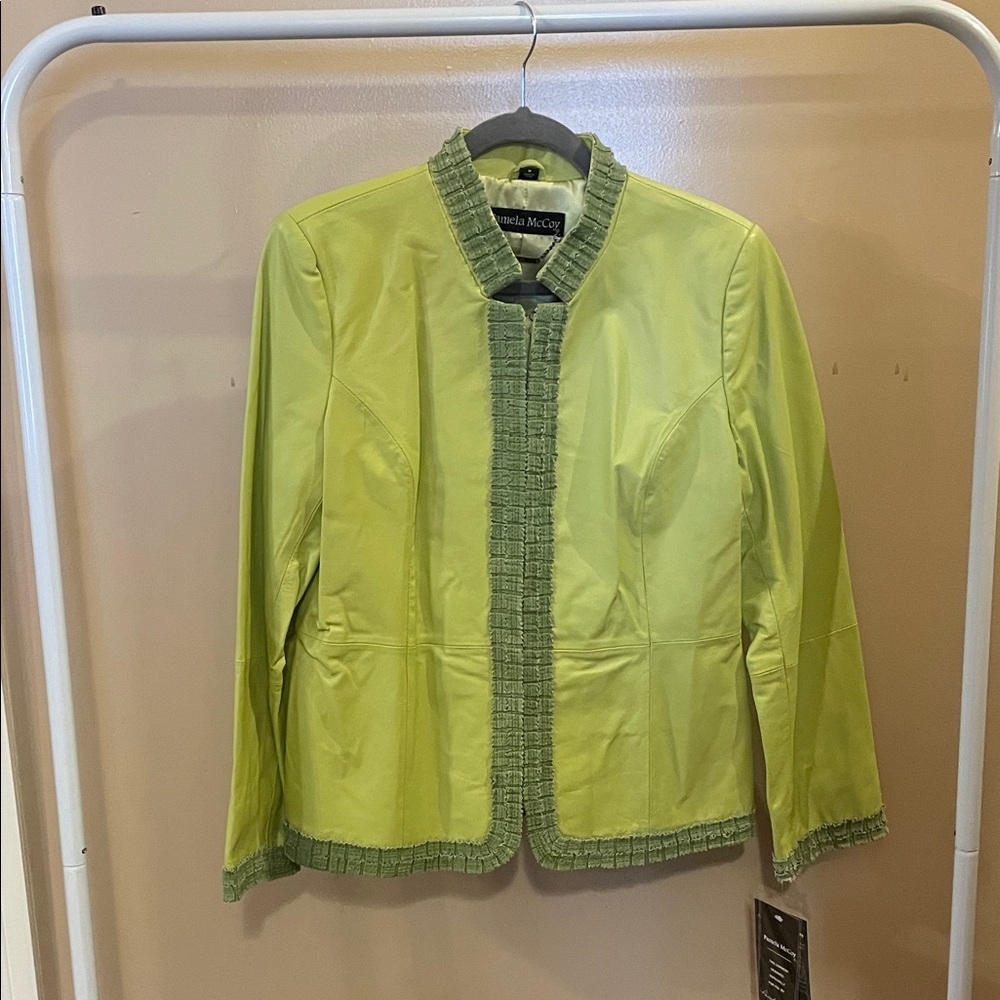Pamela McCoy Lime Green Leather Jacket